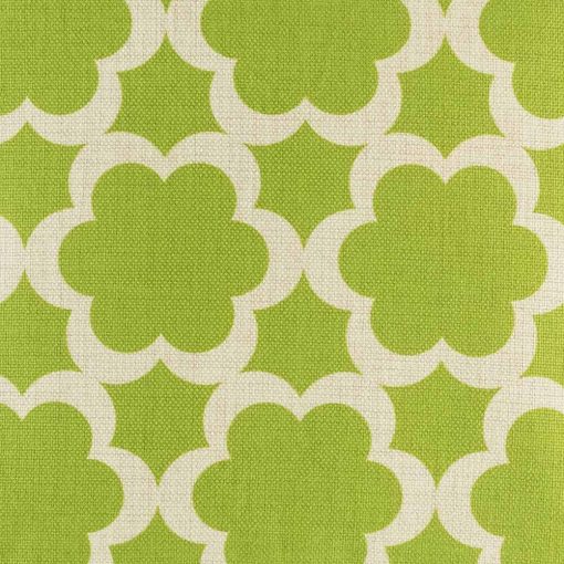 Close up of green flower pattern on cotton linen cushion cover