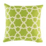 Green flower pattern on cotton linen cushion cover