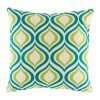 Close up of teal and green pattern cushion cover