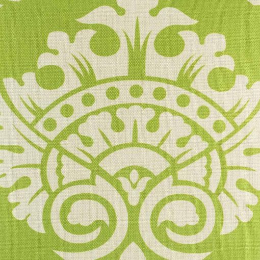 Close up of elegant pattern on green cushion cover