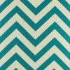 Close up of teal zig zag pattern on cushion cover