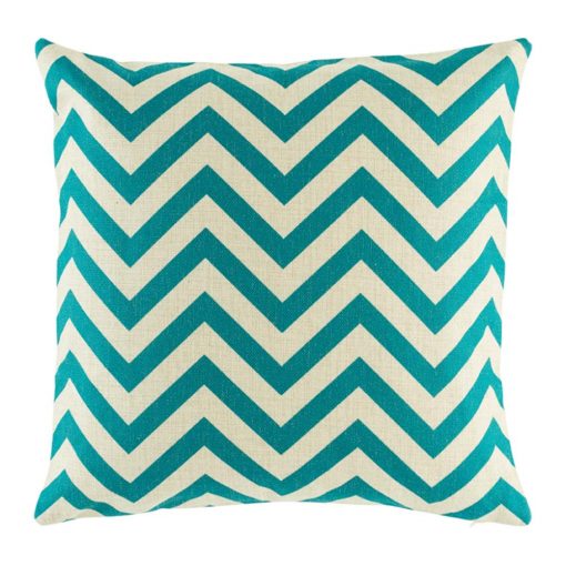 Teal zig zag pattern on cushion cover