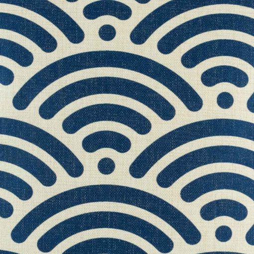 Close up of blue shell pattern on cushion