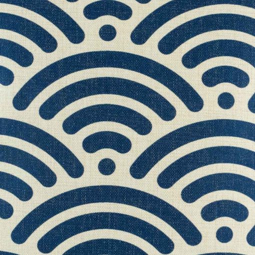 Close up of blue shell pattern on cushion