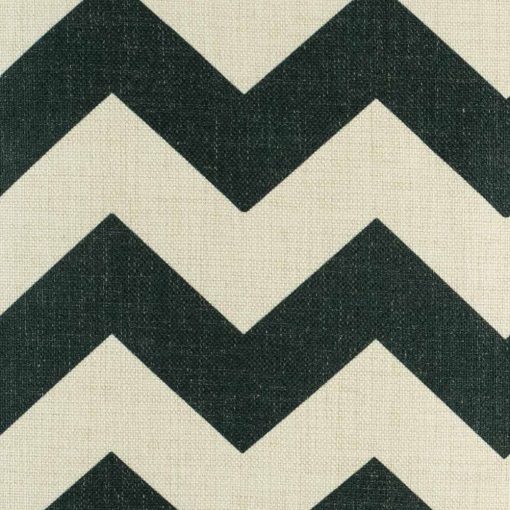 Close up of black zig zag pattern on cotton linen cushion covers