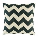 Black zig zag pattern on cotton linen cushion cover