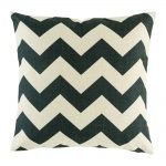 Black zig zag pattern on cotton linen cushion cover