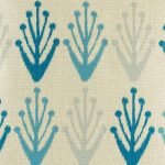 Light blue and dark blue pattern on close up of cushion