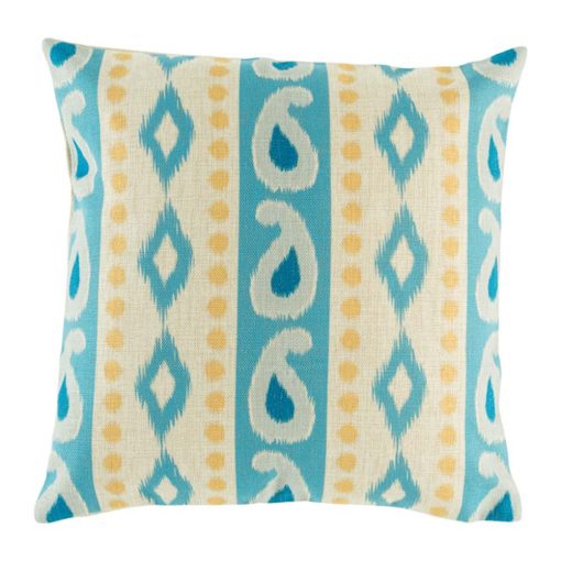 Cute blue and yellow seaside pattern on cushion cover