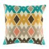Patterned cushion with gold, grey and teal colours