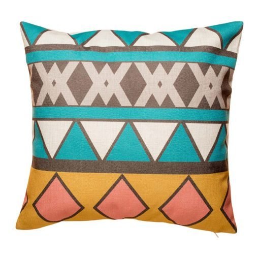 Teal and yellow scatter cushion with bold print