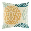 Yellow and blue pattern on cotton linen cushion cover