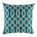 Blue cushion cover with repeating swirl design