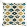 Checked decorative cushion cover with blue and yellow accents