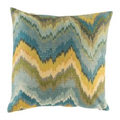 Cushion cover with wave like blue green and yellow