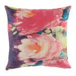Cushion cover with pink and purple floral design