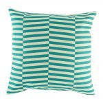 Cushion cover with staggered teal design