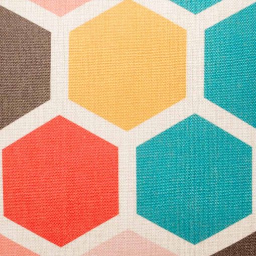 Zoomed in view of colourful hexagon pattern