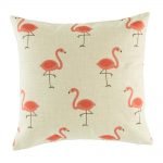 Funky cushion cover with pink flamingo pattern