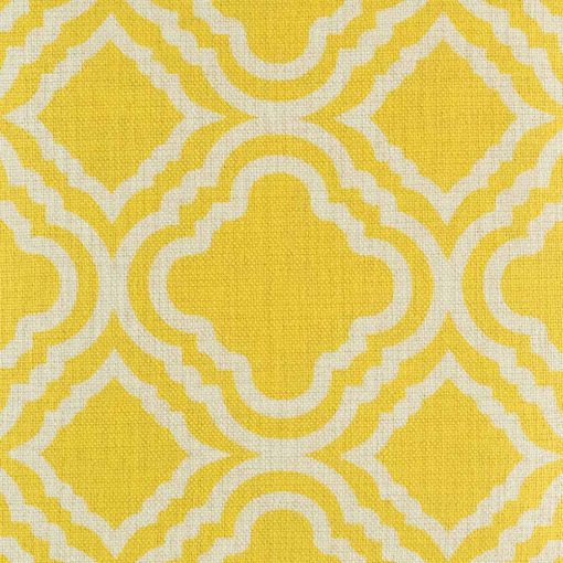 Close up of bright yellow cushion cover with pattern