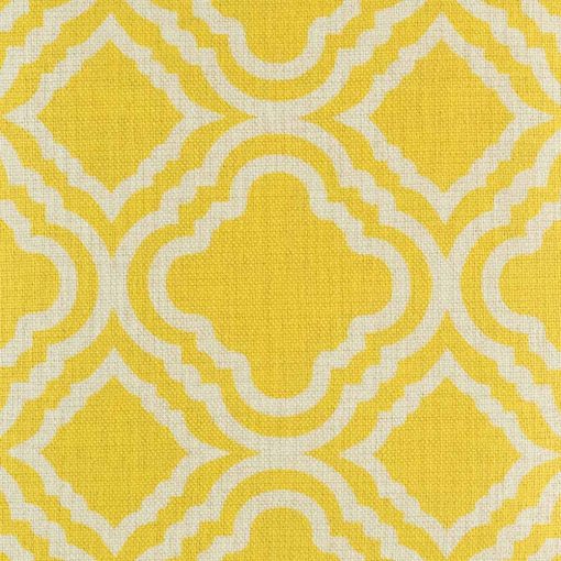 Close up of bright yellow cushion cover with pattern