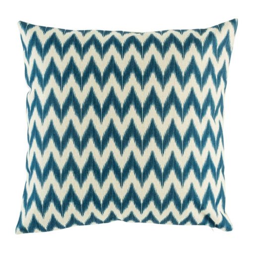 Navy chevron pattern on cotton linen cushion cover