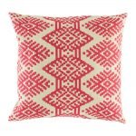 Bright pink cushion with geometric shapes