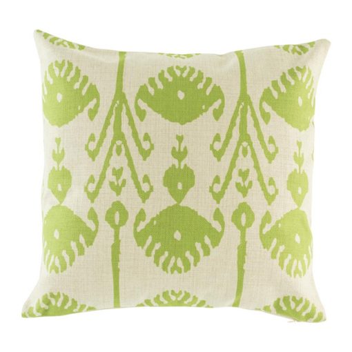 Light scatter cushion with green print