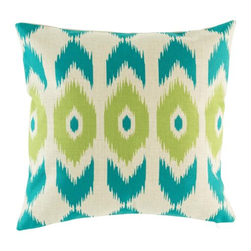 Teal and green print on scatter cushion cover
