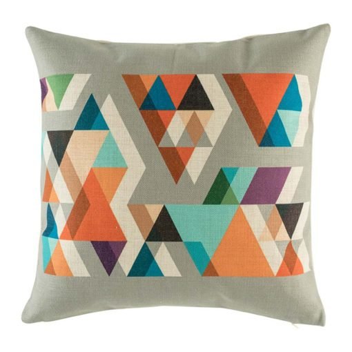 Grey cushion cover with vibrant bright colours
