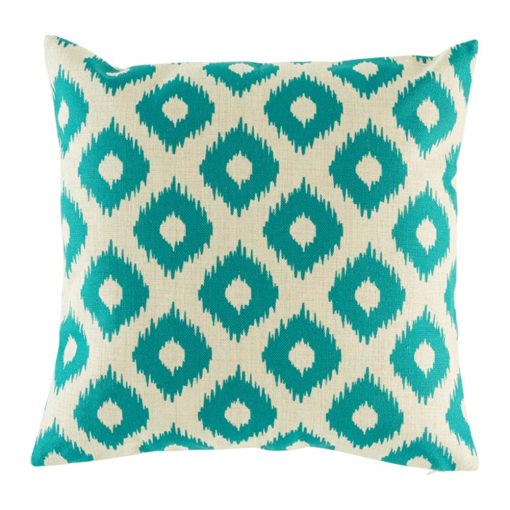 Cushion cover with diamond teal pattern