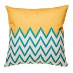 Yellow and teal chevron cushion cover