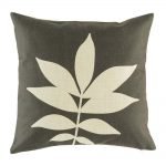 Brown cushion cover with leaf print