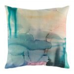 Tye died patterned cushion cover with green and blue