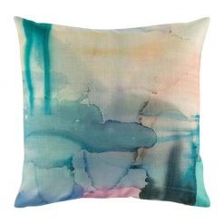 Tye died patterned cushion cover with green and blue