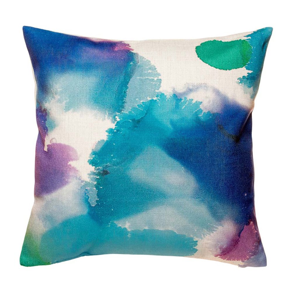 Colourful blue and purple cushion cover with tye died pattern
