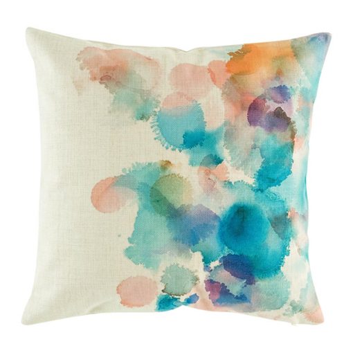Cushion cover with a colourful water colours type design
