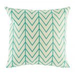 Cushion cover with fine teal coloured lines