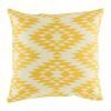 Light decorative cushion with bright yellow print