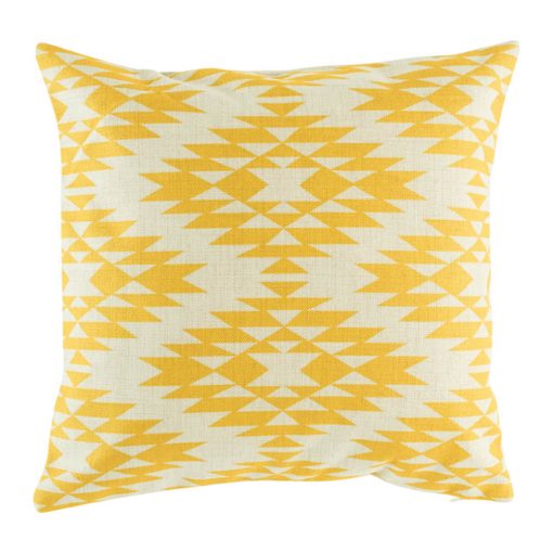 Light decorative cushion with bright yellow print