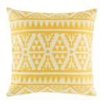 Light cushion cover with bright yellow geometric print