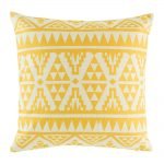 Light cushion cover with bright yellow geometric print