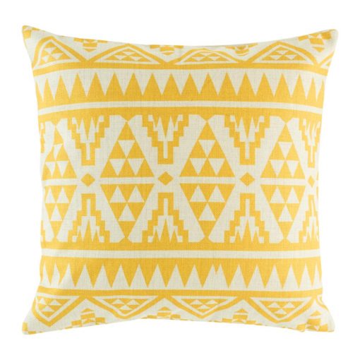 Light cushion cover with bright yellow geometric print