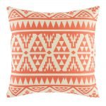 Orange red coloured cushion with bold pattern in set of 4