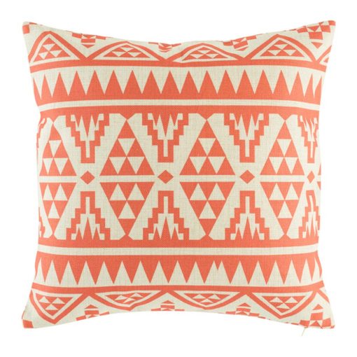 Orange red coloured cushion with bold pattern in set of 4