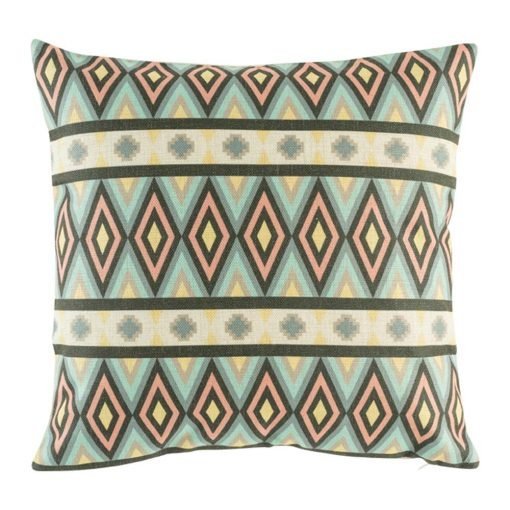 Bold coloured diamond pattern cushion cover with yellow, pink and browns