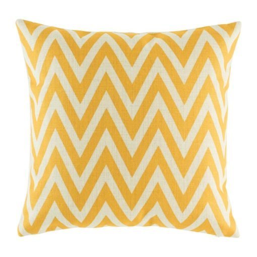 Bright yellow zig zag shapes one cotton linen cushion cover
