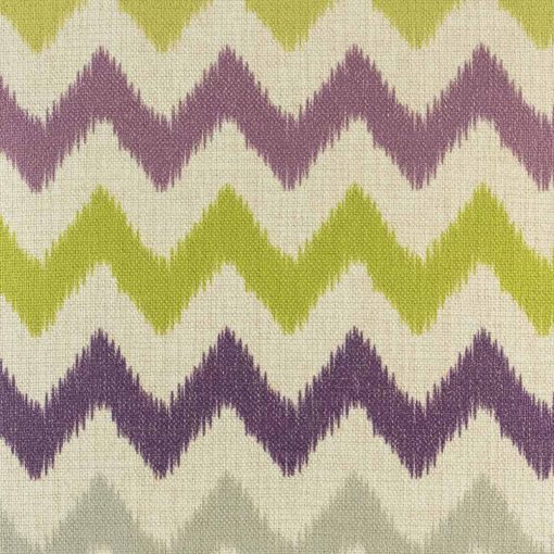 Close up of purple and green chevron cushion cover