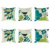 Fresh 6 cushion cover collection with teal, dark blue, green colours and leaf, flower and bird images