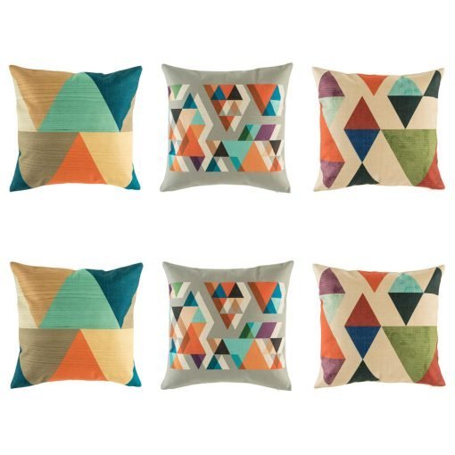 Bright cushion cover collection with bold triangle shape designs